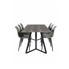 Marina Dining Table - 180*90*H75 - Grey / Black, Polar Plastic Dining Chair - Black Legs / Grey Plastic_6