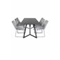 Marina Dining Table - Black top / Black Legs , Muce Dining Chair - Black Legs - Grey Velvet_6