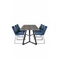 Marina Dining Table - 180*90*H75 - Grey / Black, Muce Dining Chair - Black Legs - Blue Velvet_6