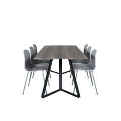 Marina Dining Table - 180*90*H75 - Grey / Black, Arctic Dining Chair - Grey Legs - Grey Plastic_6