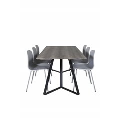 Marina Dining Table - 180*90*H75 - Grey / Black, Arctic Dining Chair - Grey Legs - Grey Plastic_6