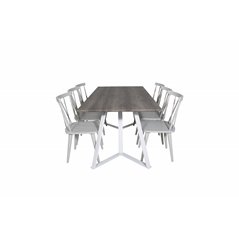 Marina Dining Table - Grey "oak" / White Legs , Mariannelund Windsor Chair - Grey_6