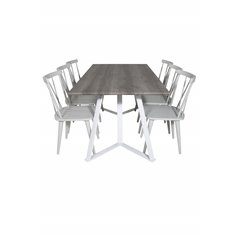 Marina Dining Table - Grey "oak" / White Legs , Mariannelund Windsor Chair - Grey_6