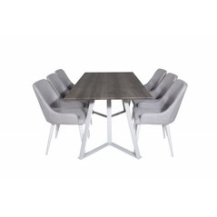 Marina Dining Table - Grey "oak" / White Legs , Plaza Dining chair - White legs - Light Grey Fabric_6