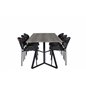 Marina Dining Table - 180*90*H75 - Grey / Black, Vault Dining Chair - Black legs - Black Flower printed fabric_6