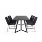 Marina Dining Table - Black top / Black Legs , Muce Dining Chair - Black Legs - Black Fabric_6