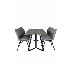 Marina Dining Table - 180*90*H75 - Grey / Black, Gemma Dining Chair - Black Legs - Grey Fabric_6