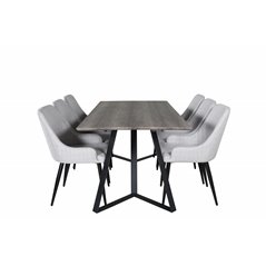 Marina Dining Table - 180*90*H75 - Grey / Black, Plaza Dining chair - Black legs - Light Grey Fabric_6