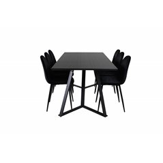 Marina Dining Table - Black top / Black Legs , Polar Dining Chair - Black legs / Black Velvet (ersätter 19902-888)_6