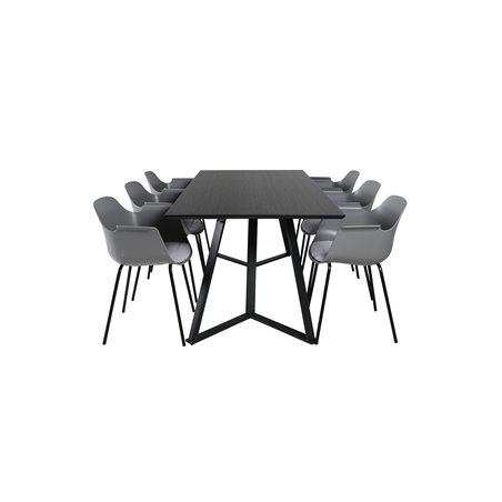 Marina Dining Table - Black top / Black Legs , Comfort Plastic Dining Chair - Black Legs - Grey Plastic_6