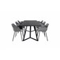 Marina Dining Table - Black top / Black Legs , Comfort Plastic Dining Chair - Black Legs - Grey Plastic_6