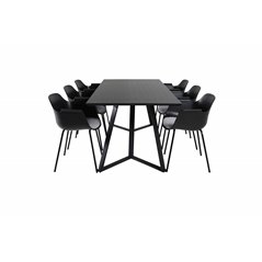 Marina Dining Table - Black top / Black Legs , Comfort Plastic Dining Chair - Black Legs -Black Plastic_6