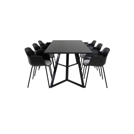 Marina ruokapöytä - musta toppi / mustat jalat, Comfort Plastic ruokapöydän tuoli - mustat jalat - musta Pla Pla