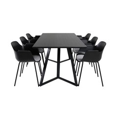 Marina Dining Table - Black top / Black Legs , Comfort Plastic Dining Chair - Black Legs -Black Plastic_6