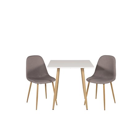 Polar dining table 75*75cm - White /oak-look legs, Polar Dining Chair - Grey / Oak_2