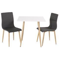 Polar dining table 75*75cm - White /oak-look legs, Windu Dining Chair - Grey / Oak_2