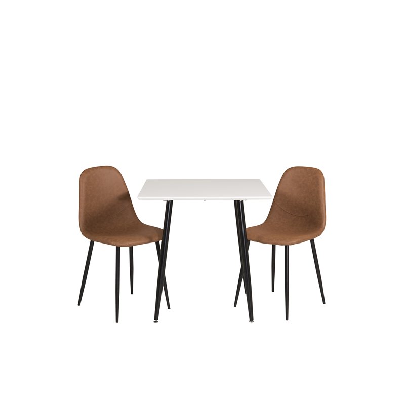 Polar dining table 75*75cm - White / black legs, Polar Dining Chair - Brown / Black _2