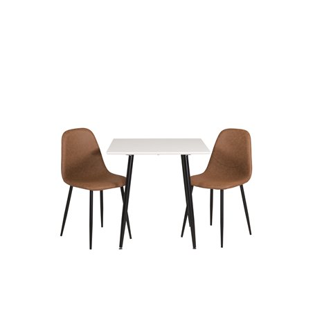 Polar dining table 75*75cm - White / black legs, Polar Dining Chair - Brown / Black _2