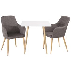 Polar dining table 75*75cm - White /oak-look legs, Comfort Dining Chair - Dark Grey / Oak_2
