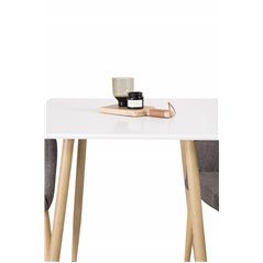 Polar spisebord 75 * 75 cm - Hvide / eg-look ben, Comfort spisestuestol - Mørkegrå / Eg_2