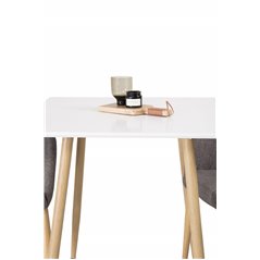 Polar dining table 75*75cm - White /oak-look legs, Comfort Dining Chair - Dark Grey / Oak_2