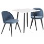 Polar dining table 75*75cm - White / black legs, Velvet Dining Chair - Blue / Black_2