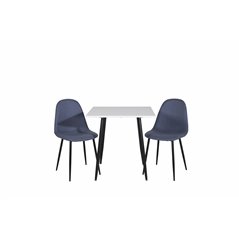 Polar dining table 75*75cm - White / black legs, Polar Dining Chair - Black Legs - Blue Fabric_2