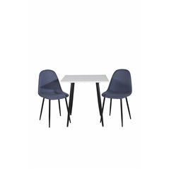 Polar dining table 75*75cm - White / black legs, Polar Dining Chair - Black Legs - Blue Fabric_2