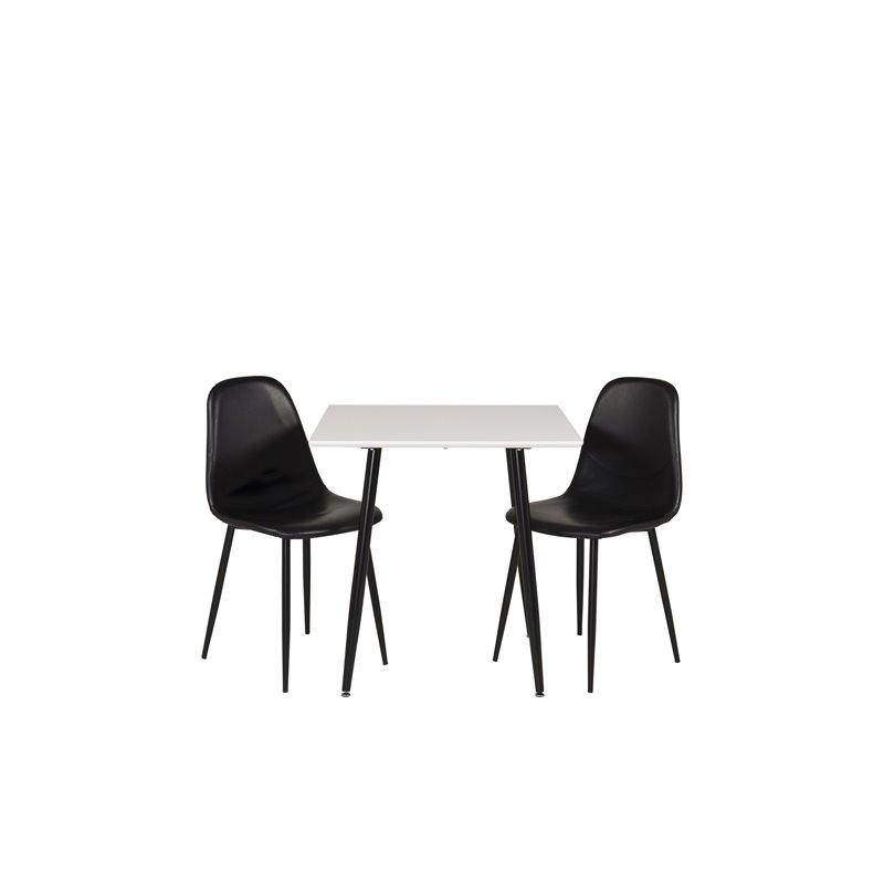 Polar dining table 75*75cm - White / black legs, Polar Dining Chair - Black / Black_2