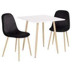 Polar dining table 75*75cm - White /oak-look legs, Polar Dining Chair - Black / Oak_2