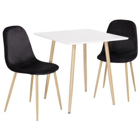 Polar dining table 75*75cm - White /oak-look legs, Polar Dining Chair - Black / Oak_2