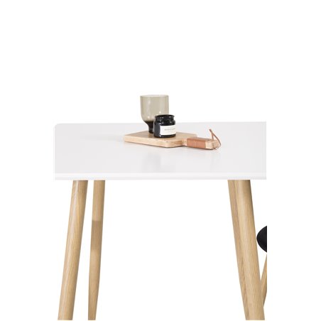 Polar dining table 75*75cm - White /oak-look legs, Polar Dining Chair - Black / Oak_2