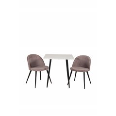 Polar dining table 75*75cm - White / black legs, Velvet Dining Chair Corduroy - Pink / Black_2