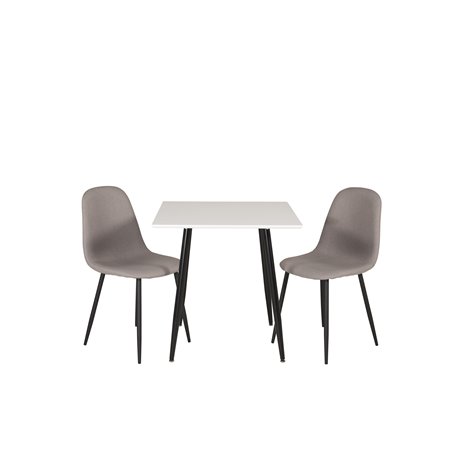 Polar dining table 75*75cm - White / black legs, Polar Dining Chair - Grey / Black_2