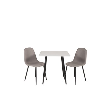 Polar dining table 75*75cm - White / black legs, Polar Dining Chair - Grey / Black_2