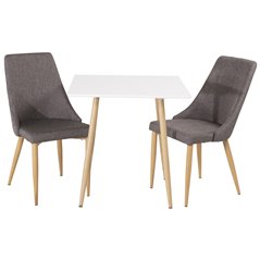 Polar dining table 75*75cm - White /oak-look legs, Leone Dining Chair - Dark Grey / Oak_2