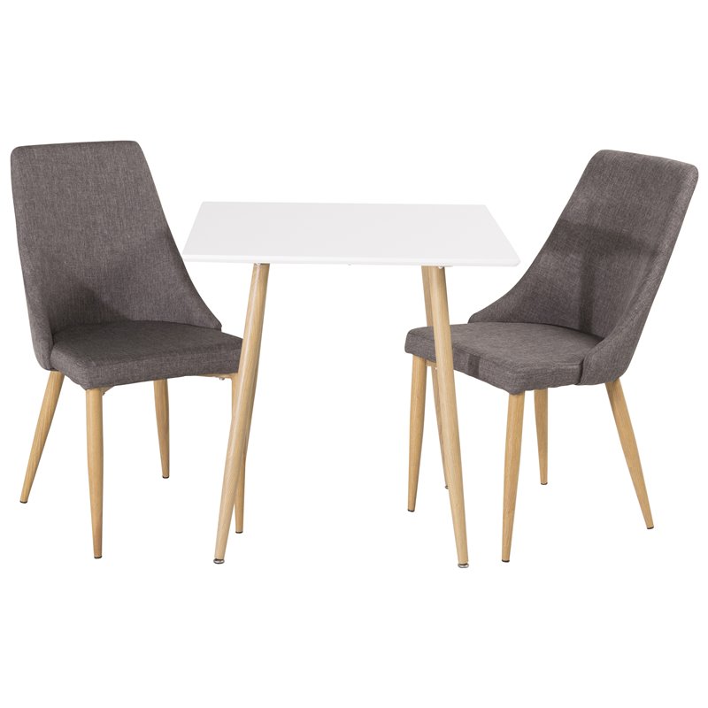 Polar dining table 75*75cm - White /oak-look legs, Leone Dining Chair - Dark Grey / Oak_2