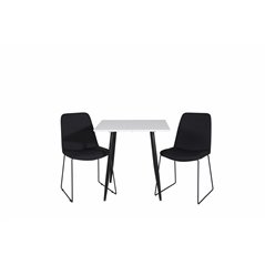Polar dining table 75*75cm - White / black legs, Muce Dining Chair - Black Legs - Black Fabric_2