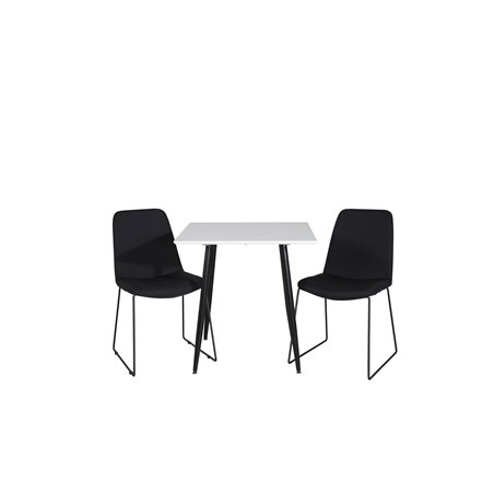 Polar ruokapöytä 75 * 75cm - Valkoiset/mustat jalat, Muce ruokapöydän tuoli - Mustat Jalat - Musta Kangas_2