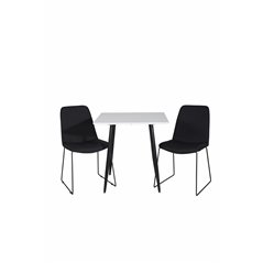 Polar dining table 75*75cm - White / black legs, Muce Dining Chair - Black Legs - Black Fabric_2