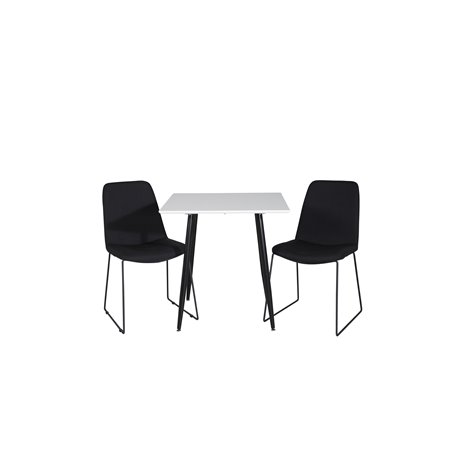 Polar ruokapöytä 75 * 75cm - Valkoiset/mustat jalat, Muce ruokapöydän tuoli - Mustat Jalat - Musta Kangas_2