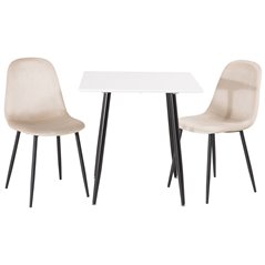 Polar dining table 75*75cm - White / black legs, Polar Dining Chair- Black legs / Beige Velvet (ersätter 19902-880)_2