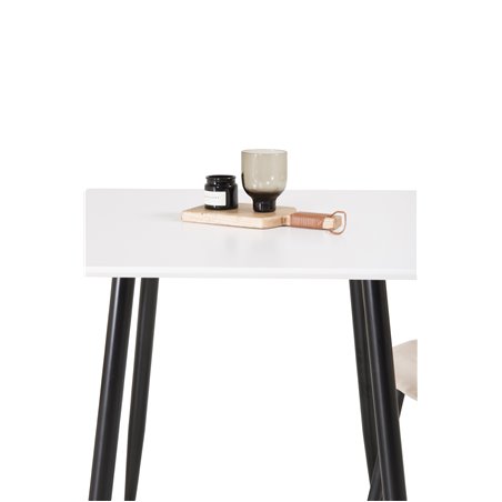 Polar dining table 75*75cm - White / black legs, Polar Dining Chair- Black legs / Beige Velvet (ersätter 19902-880)_2