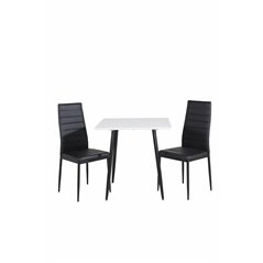 Polar dining table 75*75cm - White / black legs, Slim High Back Dining Chair - Black Legs - Black PU_2