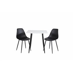 Polar dining table 75*75cm - White / black legs, Polar Plastic Dining Chair - Black Legs / Black Plastic_2