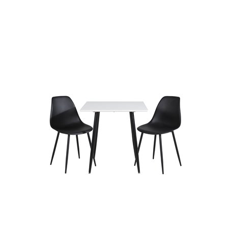 Polar dining table 75*75cm - White / black legs, Polar Plastic Dining Chair - Black Legs / Black Plastic_2