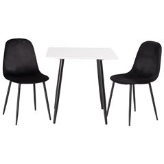 Polar dining table 75*75cm - White / black legs, Polar Dining Chair - Black legs / Black Velvet (ersätter 19902-888)_2