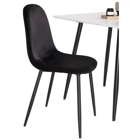 Polar ruokapöytä 75 * 75 cm - Valkoiset / mustat jalat, Polar ruokapöydän tuoli - Mustat jalat / Black Velvet (korvaa 19902-888)