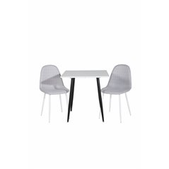 Polar dining table 75*75cm - White / black legs, Polar Dining Chair - White Legs - Light Grey Fabric_2