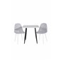 Polar dining table 75*75cm - White / black legs, Polar Dining Chair - White Legs - Light Grey Fabric_2